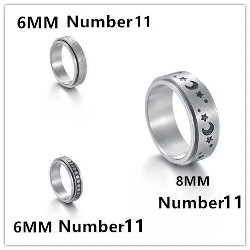 Stylish titanium steel rings with stars, moons, and unique textures for fashionable accessories