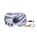 Compact polyester pet poop bag carrier with zipper closure and hand strap in forest bag print