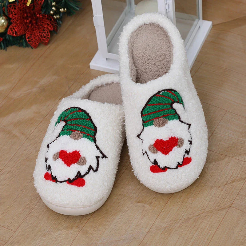 Cozy cartoon santa claus home slippers in various colors for men and women