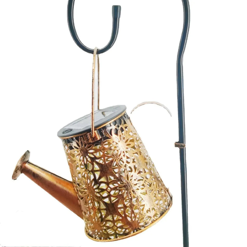 Solar-powered butterfly kettle courtyard lamp with wrought iron construction for outdoor garden decoration