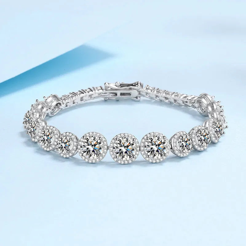 925 sterling silver full moissanite starry sky wave bracelet for women, geometric affordable luxury style