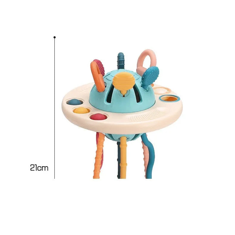 Sensory development silicone finger lala play toy in ABS food grade silicone, 12x21cm, on a light background