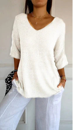 Women's Slimming V-neck Long Sleeve Sweater in various colours