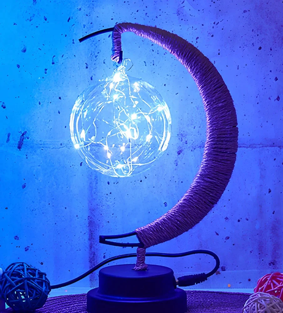USB LED star lights with transparent glass apple and star pendants on 2m copper wire, 28x14x13cm size for festive decor