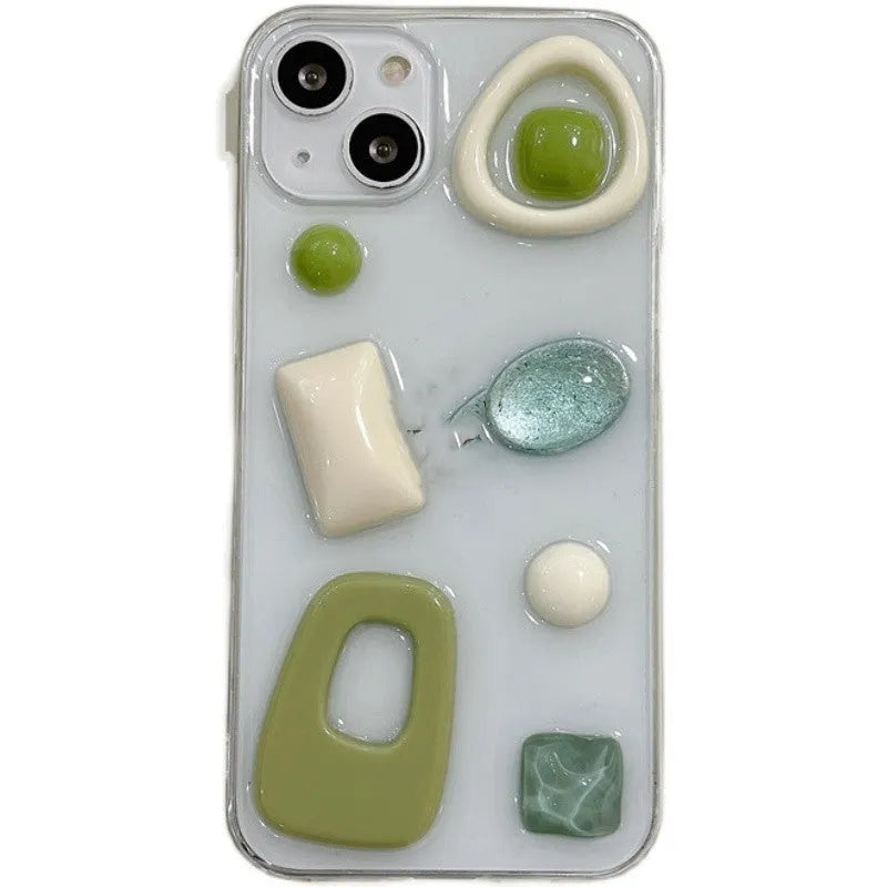 Solid avocado green dripping glue phone case for iPhone 15 14 13 12 11 Pro Max Plus Mini SE