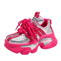 Women's casual platform height increasing sneaker with animal print pattern, mid-top cut, mesh lining, available in several colours