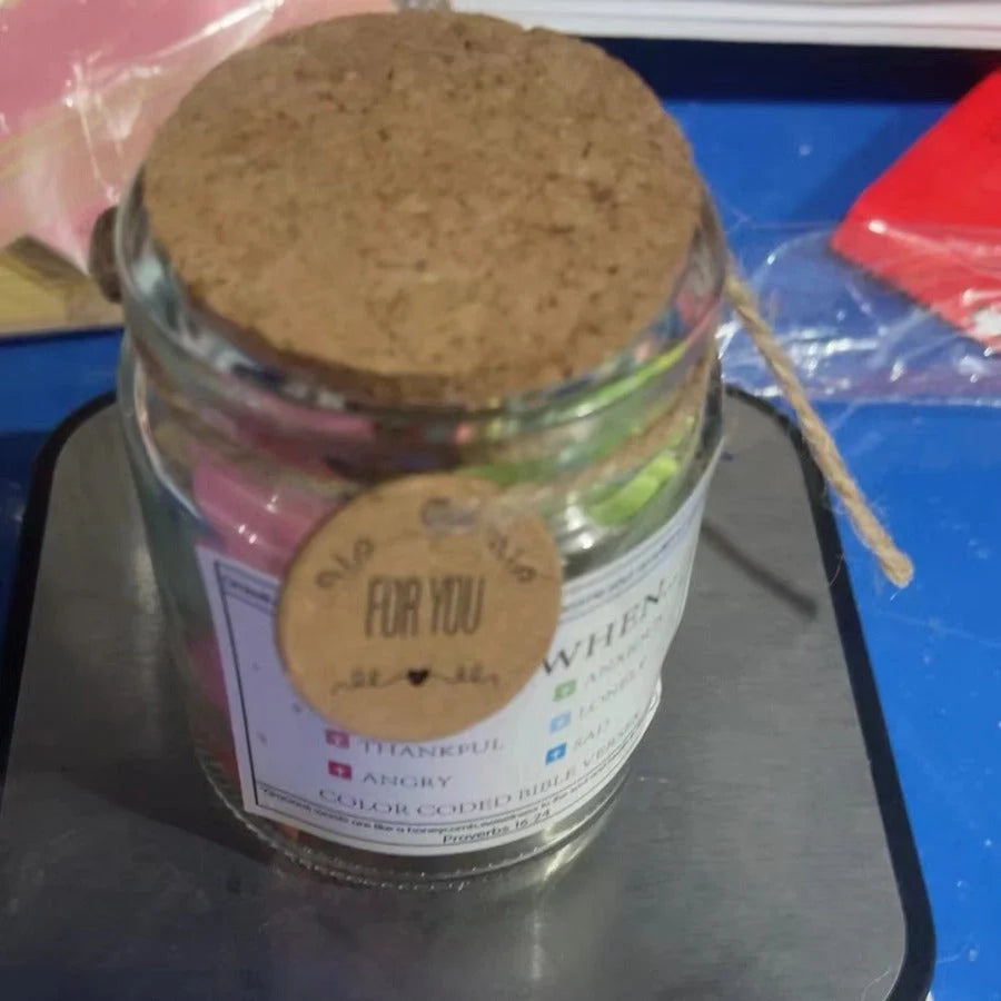 Bible Verses In A Jar 90 Verses Glass Jar with cartoon design for daily inspiration