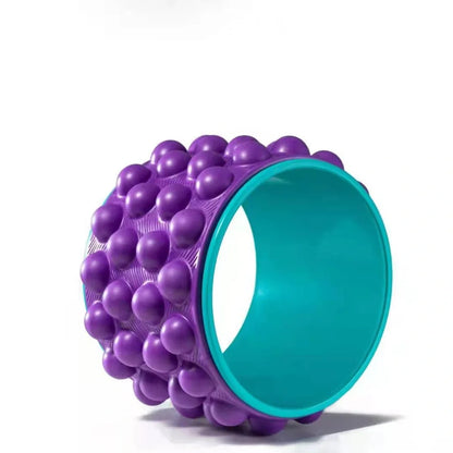 Purple and blue yoga wheel with 30cm diameter for backbend exercises