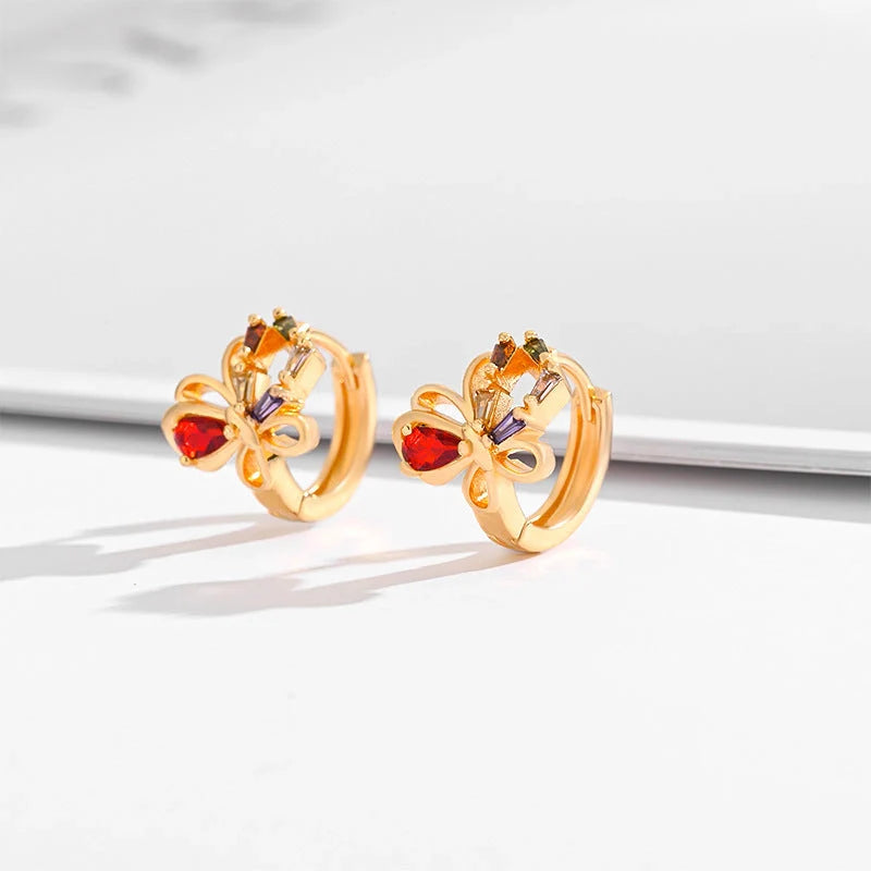 Gold-plated square crystal zircon earrings for women, versatile and elegant design