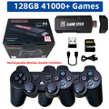 Retro TV game console with two rechargeable controllers, HDMI output, and ABS plastic build, 16 x 11.5 x 10.5 cm