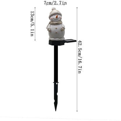 Solar-powered snowman garden light with warm white LED illumination