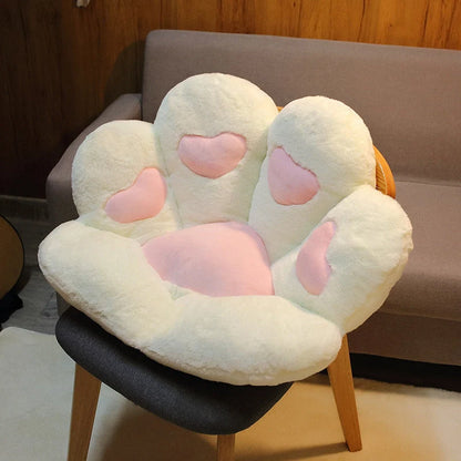 Plush cat paw back pillows in various colours and sizes for home decor