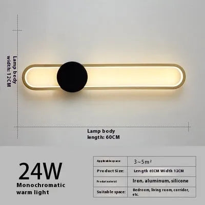 Round modern wall lamp with iron shade in gold or black finish options