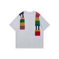 Men's cotton blend t-shirt with patchwork letter design in loose fit and short sleeves