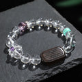 Natural white crystal ebony five warp bracelet showing manual processing and ethnic design details