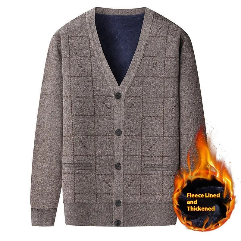Men's plus-size polyester cardigan with batwing sleeves in grey and brown colour options