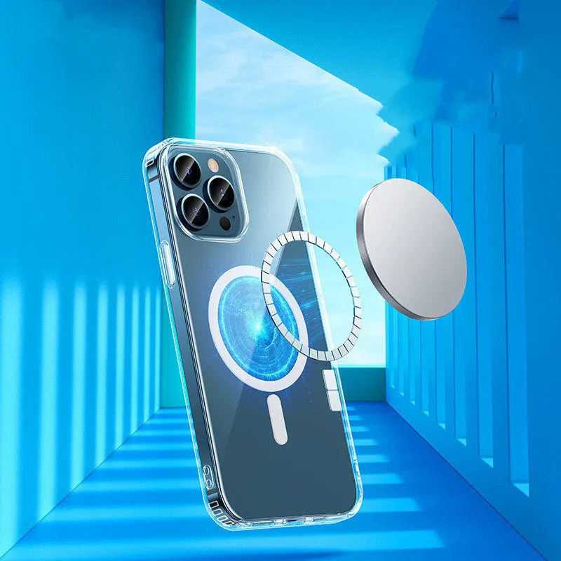 Transparent iPhone 13 case with MagSafe magnets and airbag anti-fall protection system