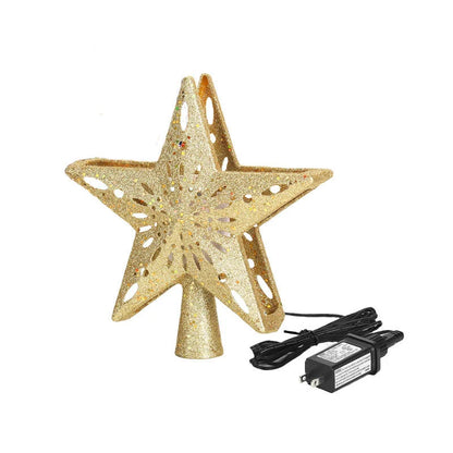 LED Projection Christmas Tree Topper with snowflake effect in silver and gold