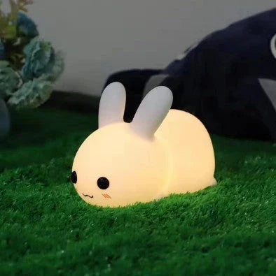 Adorable Rabbit LED Night Light with Soft Silicone, Dimmable Brightness, and USB Rechargeable Design