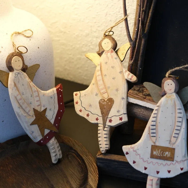 Hand-made wooden door plate pendant with hand-painted carving in country style design