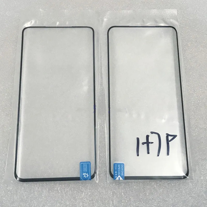 Replacement touch screen glass for OnePlus 7 Pro mobile phone showing front view.