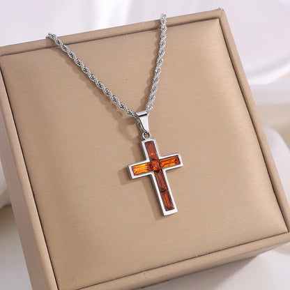 European and American style diamond cross necklace with no colour fading