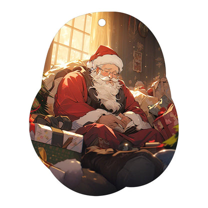 A charming acrylic car-shaped ornament with vibrant colors and a reflective finish, perfect for Christmas decor.