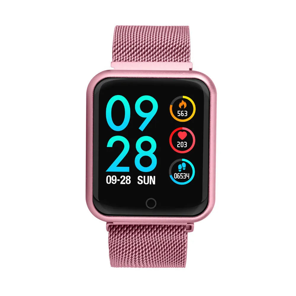 Smart bracelet with 1.3-inch touch screen, silicone wristband, alloy case, heart rate and blood pressure monitoring display
