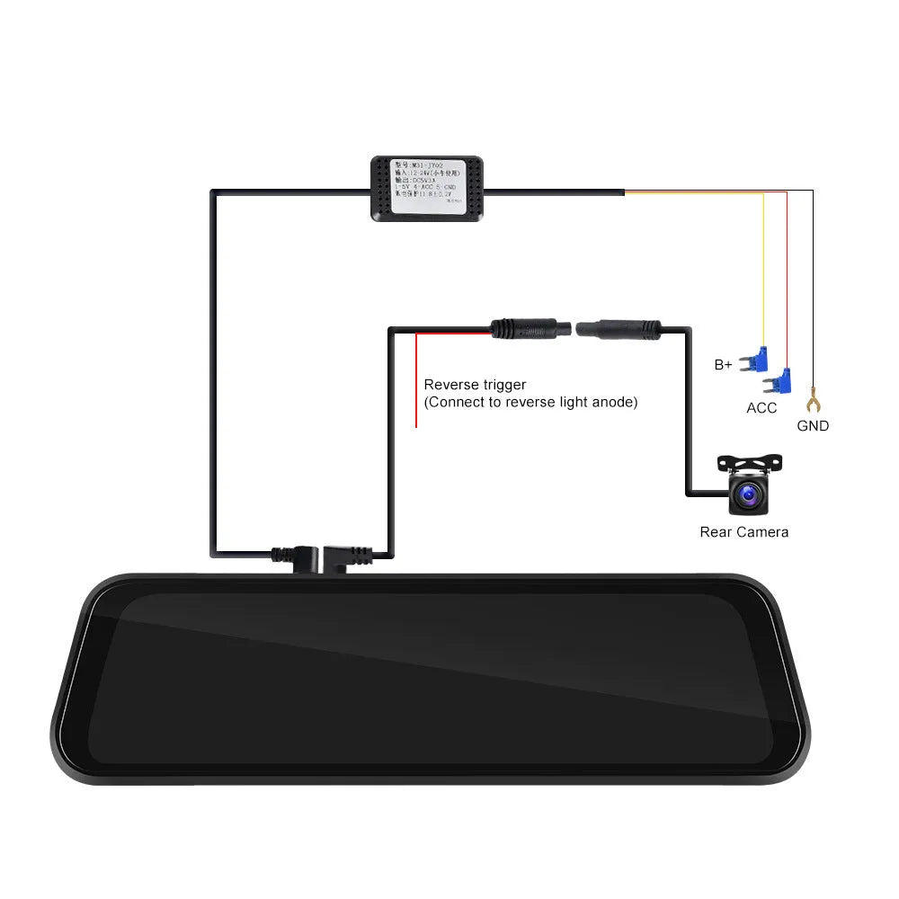 9.66-inch HD driving recorder mirror with CarPlay and Android Auto on vehicle windshield