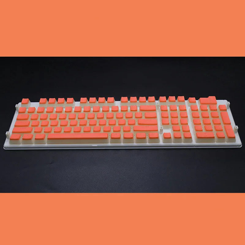 Set of 108 PBT keycaps with double-skin pudding cream design in various colours for mechanical keyboards.