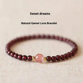 Natural garnet U-shaped womens bracelet in 18mm size with 4mm or 6mm stone options.