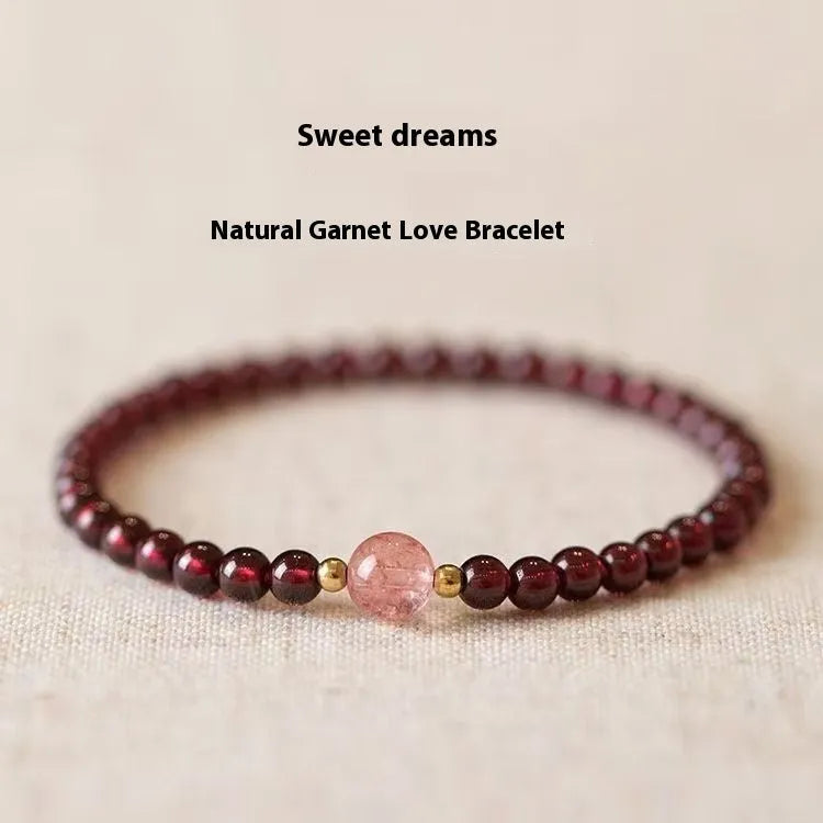 Natural garnet U-shaped womens bracelet in 18mm size with 4mm or 6mm stone options.