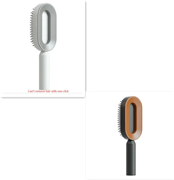 3D Air Cushion Hair Brush in elegant white, showcasing wide comb teeth and ergonomic handle