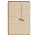 Linen cat scratch board in beige colour with hanging ball, 30x60cm size on a pet bed
