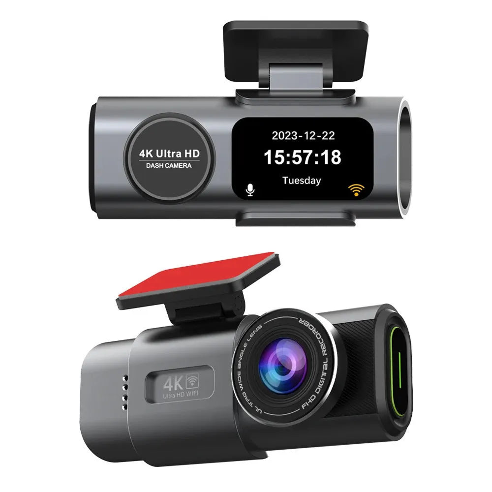 4K WiFi dash cam with night vision, 1.3-inch screen, and parking surveillance mode