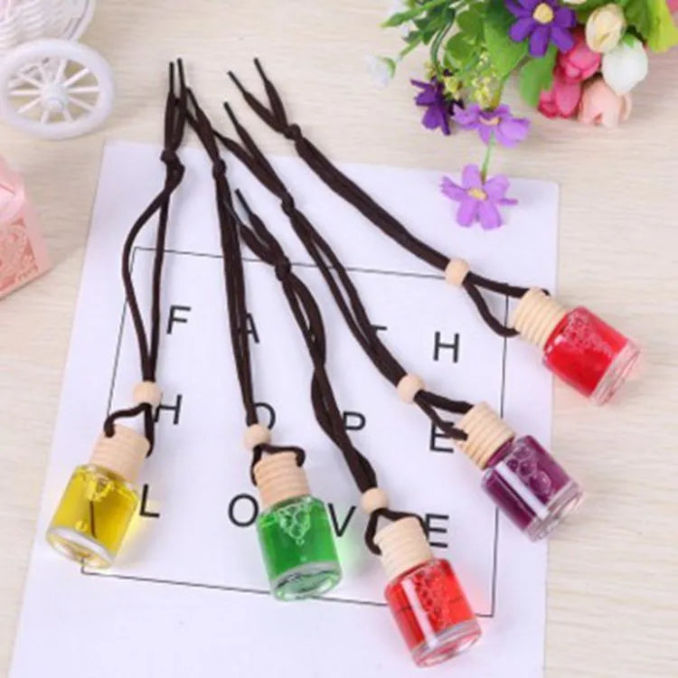 Glass bottle car air freshener hanging ornament with 55g aromatherapy scents