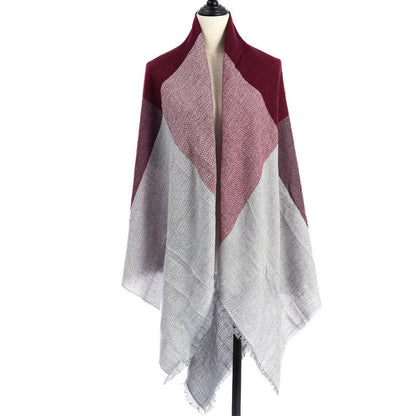 Women's double-sided Qicaigei scarf shawl in imitation cashmere, 140x140cm