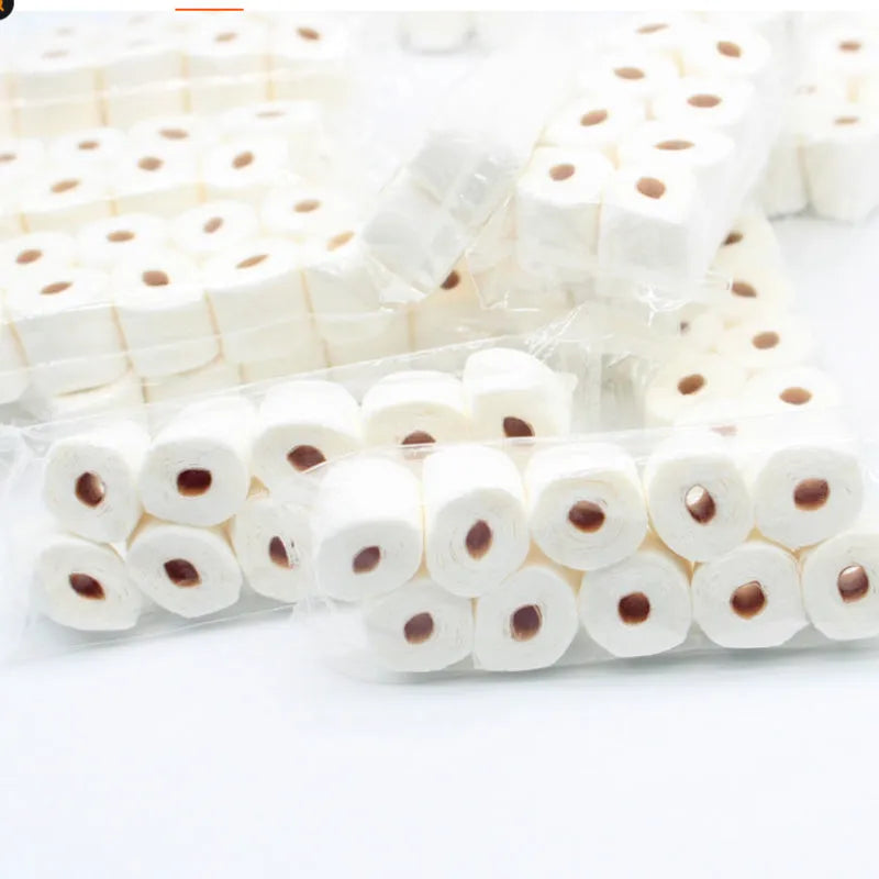 Small white paper model of a tissue roll for dollhouse play, showing 30mm width and 80mm height.