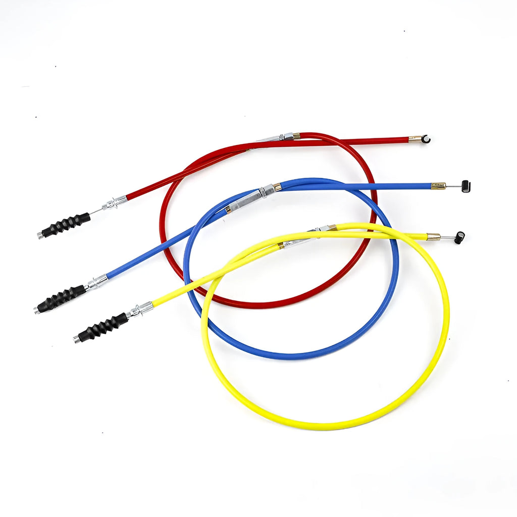 Apollo ATV scramble motorcycle clutch and accelerator replacement cable, 0.98 metres long in various colours.