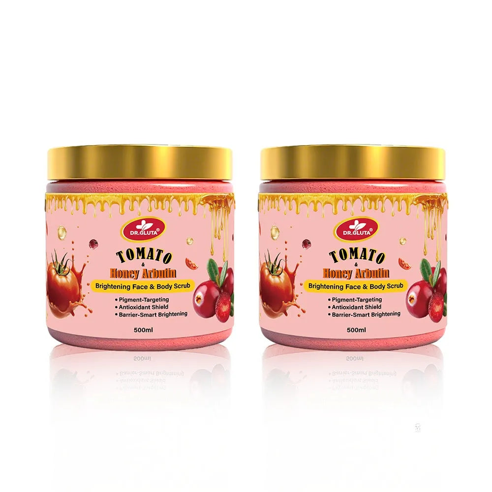 Tomato & Honey Arbutin Body Scrub Brightening Face Whitening Skin Care 500ml tub
