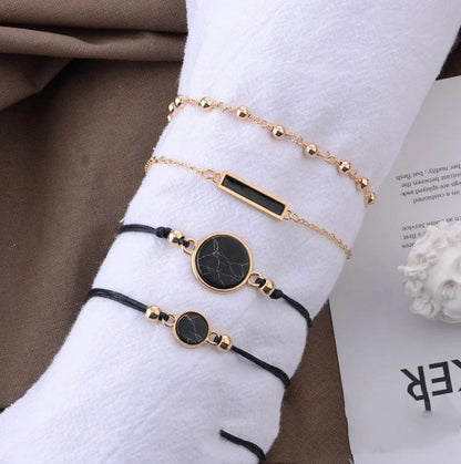 Handmade black and turquoise geometric bracelet for women