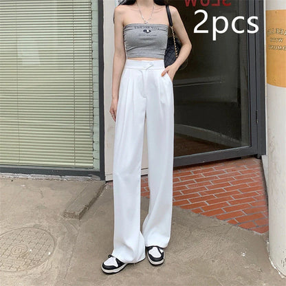 Women's high waist loose drape suit wide leg pants in various colours