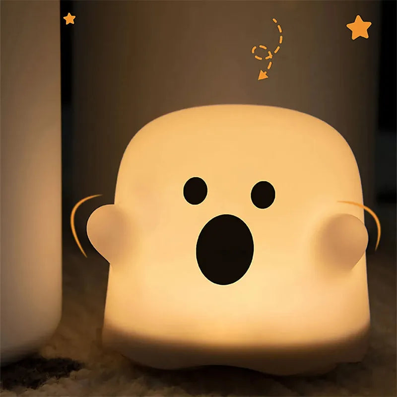 Silicone touch sensor night light showing soft glow illumination and compact design