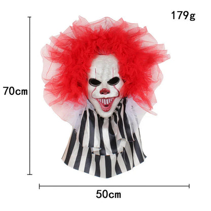 Spooky red clown wreath decoration for Halloween home decor