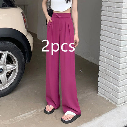 Women's high waist loose drape suit wide leg pants in various colours