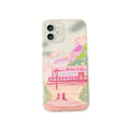Colourful soft silicone iPhone case with a printed cartoon design of two cats.