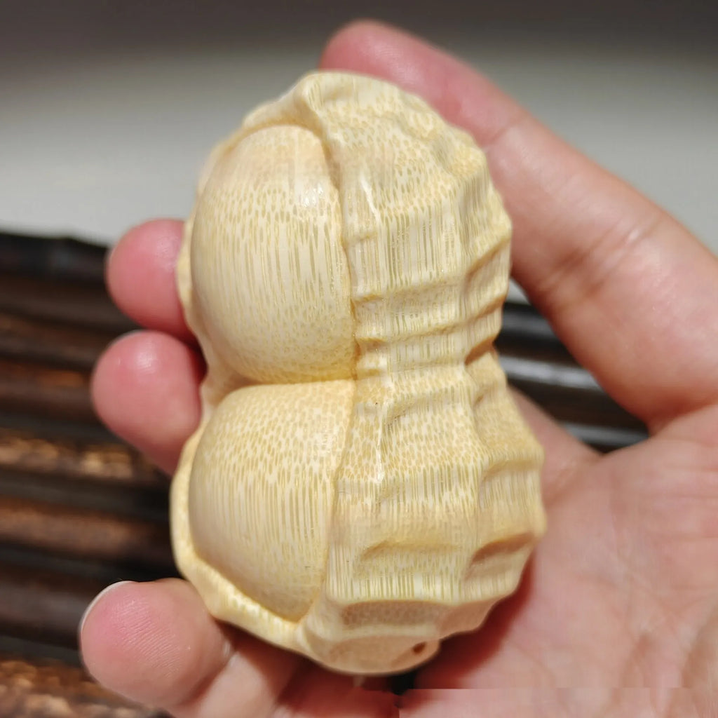 Solid bamboo carving peanut ornament in modern simple style for gift giving