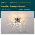 Wrought iron ceiling lamp with chrome finish and round crystal shade 40cm diameter LED bedroom light