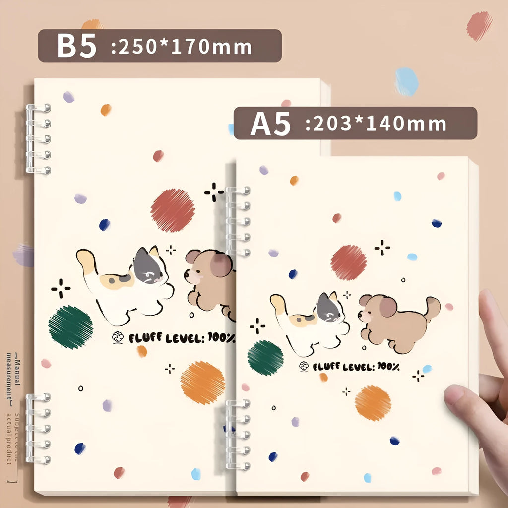 A5 thickened loose-leaf notebook with detachable coil, 60 sheets, 20.3x14.0cm, picture style cover