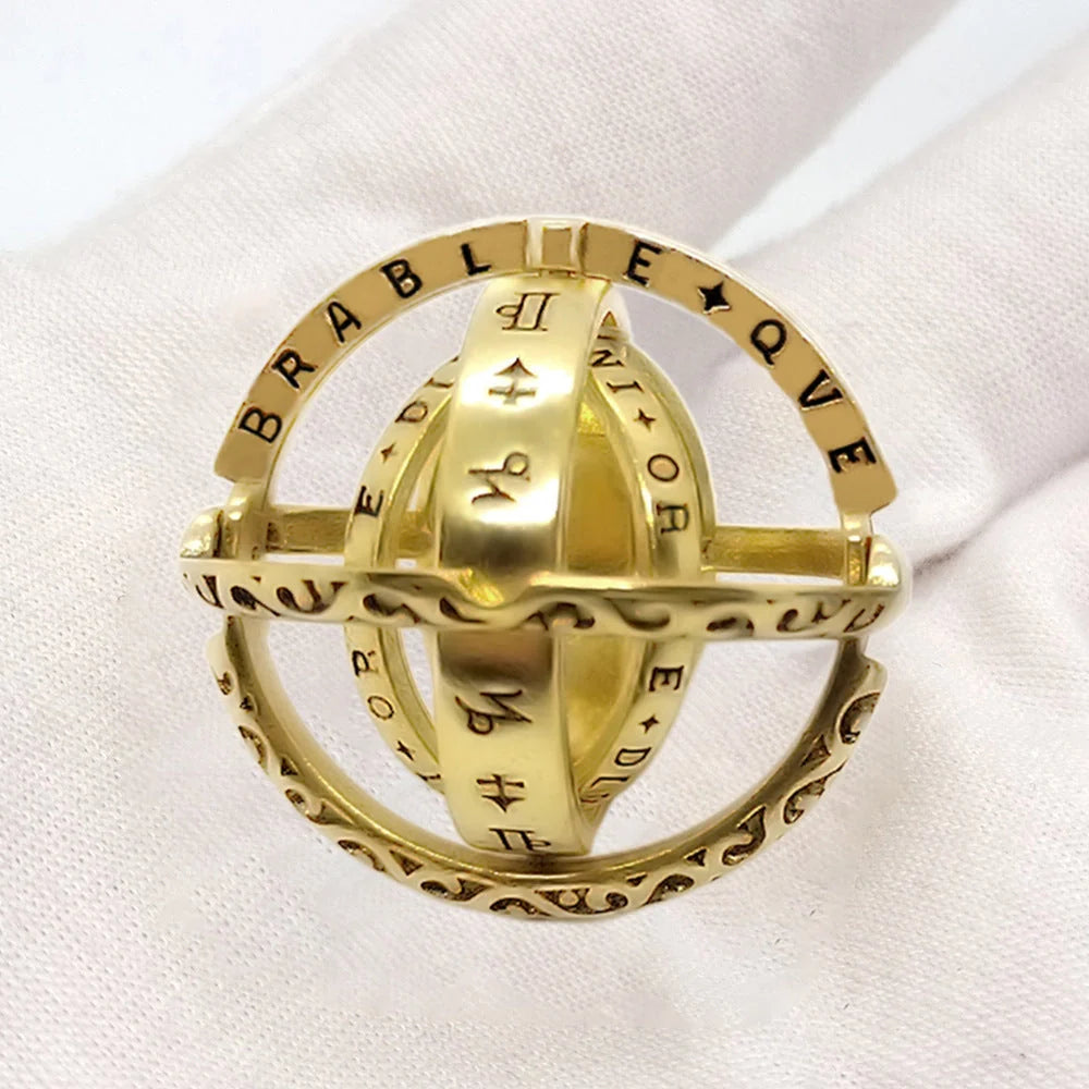 Germany Astronomical Ball Ring Necklace with flip deformation feature in silver and gold